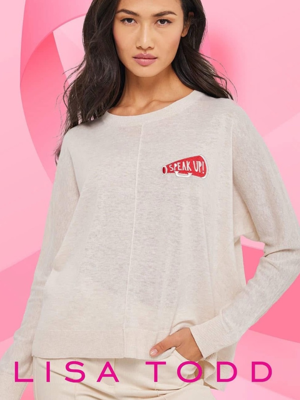 Lisa Todd Speak Up For Breast Cancer Sweater S